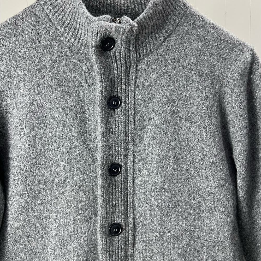 Barbour Tisbury Wool Blend Grey Zip-Up Button Layering Sweater Cardigan L - Picture 2 of 8